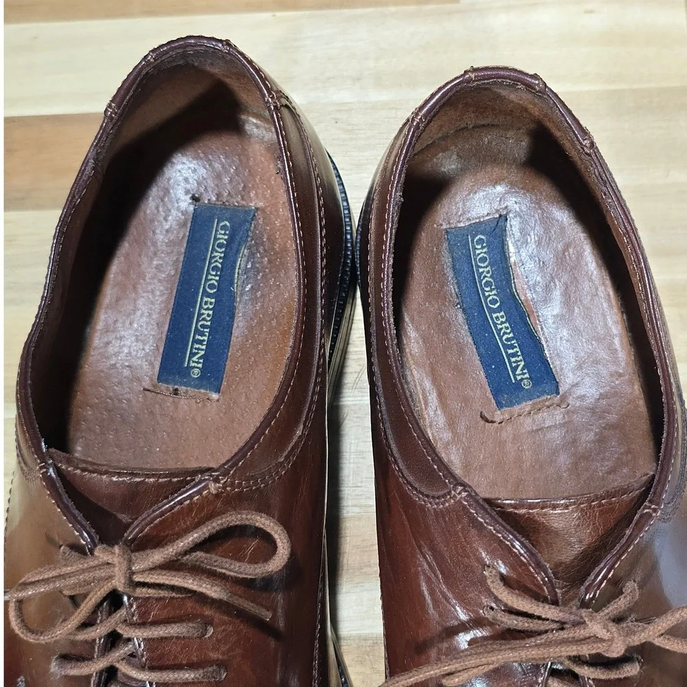 Giorgio‎ Brutini Cap Toe Derby Oxfords Size 10 M Brown Leather Dress Shoes